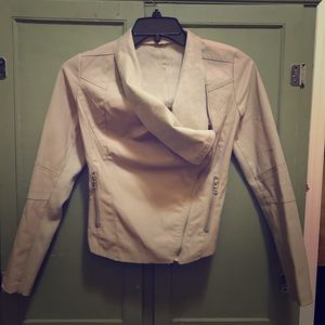 Vegan Leather Moto Jacket w/ Shawl Collar